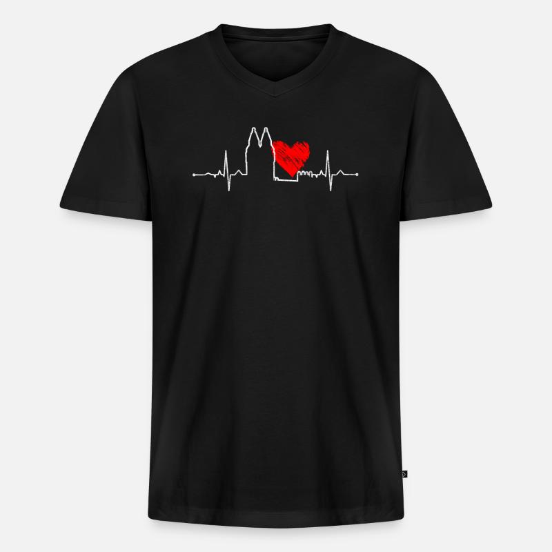 Herzschlag Köln - Männer Premium Bio T-Shirt mit V-Ausschnitt - Schwarz