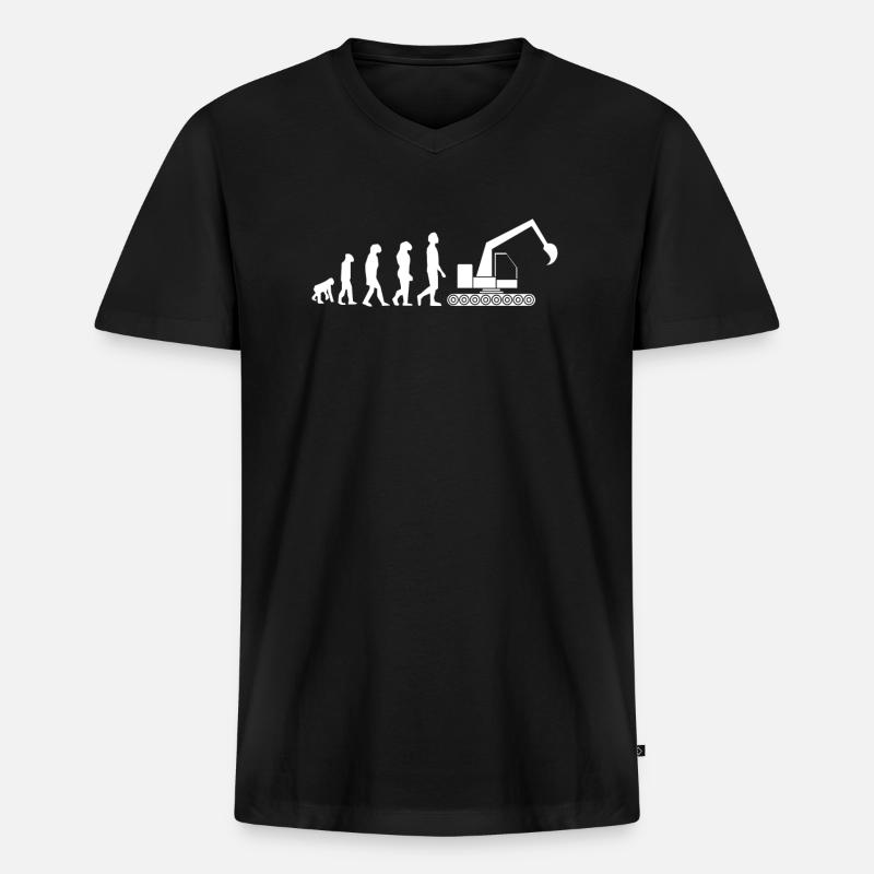 Evolution Baggerfahrer Bagger - Männer Premium Bio T-Shirt mit V-Ausschnitt - Schwarz