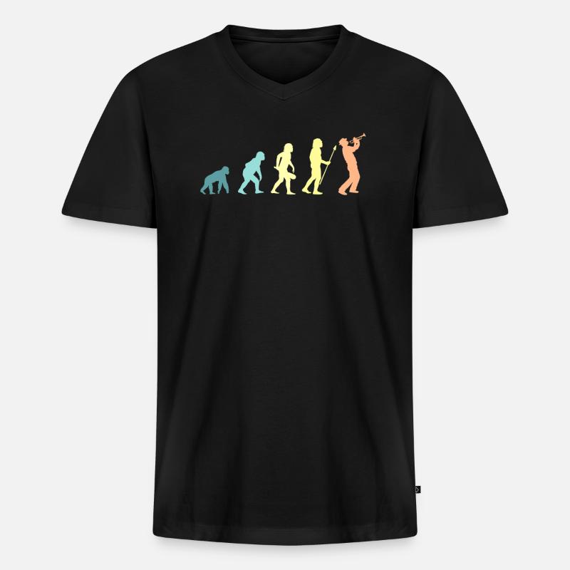 Evolution Trompete Trompeter - Männer Premium Bio T-Shirt mit V-Ausschnitt - Schwarz