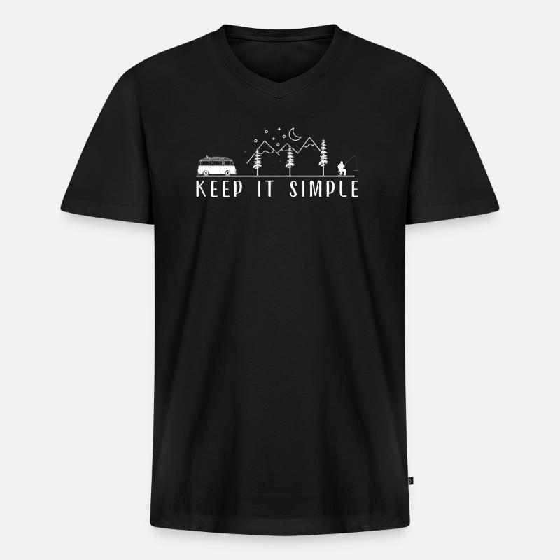 Keep it simple Wandern Berge - Männer Premium Bio T-Shirt mit V-Ausschnitt - Schwarz