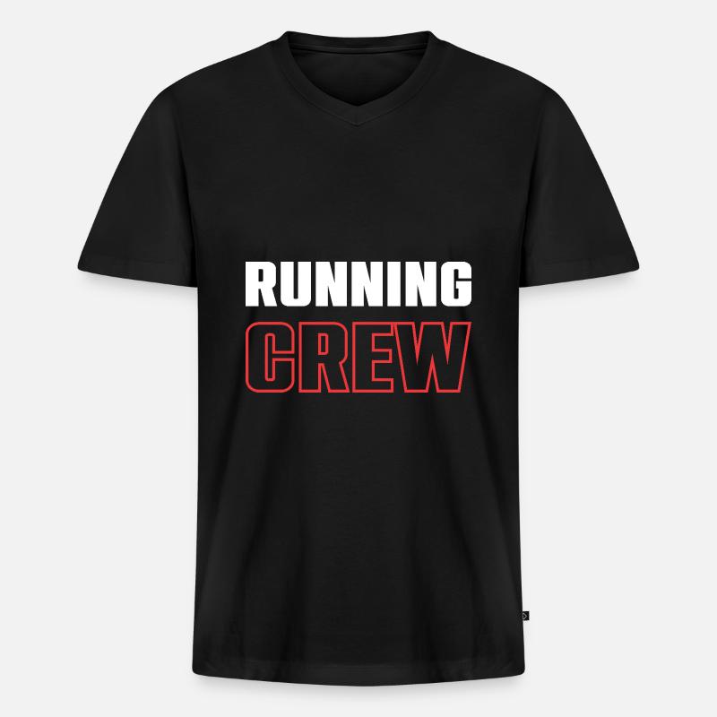 Running Crew - Männer Premium Bio T-Shirt mit V-Ausschnitt - Schwarz