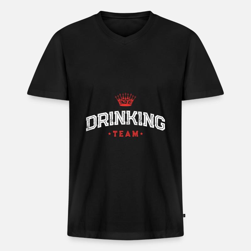Drinking Team - Männer Premium Bio T-Shirt mit V-Ausschnitt - Schwarz