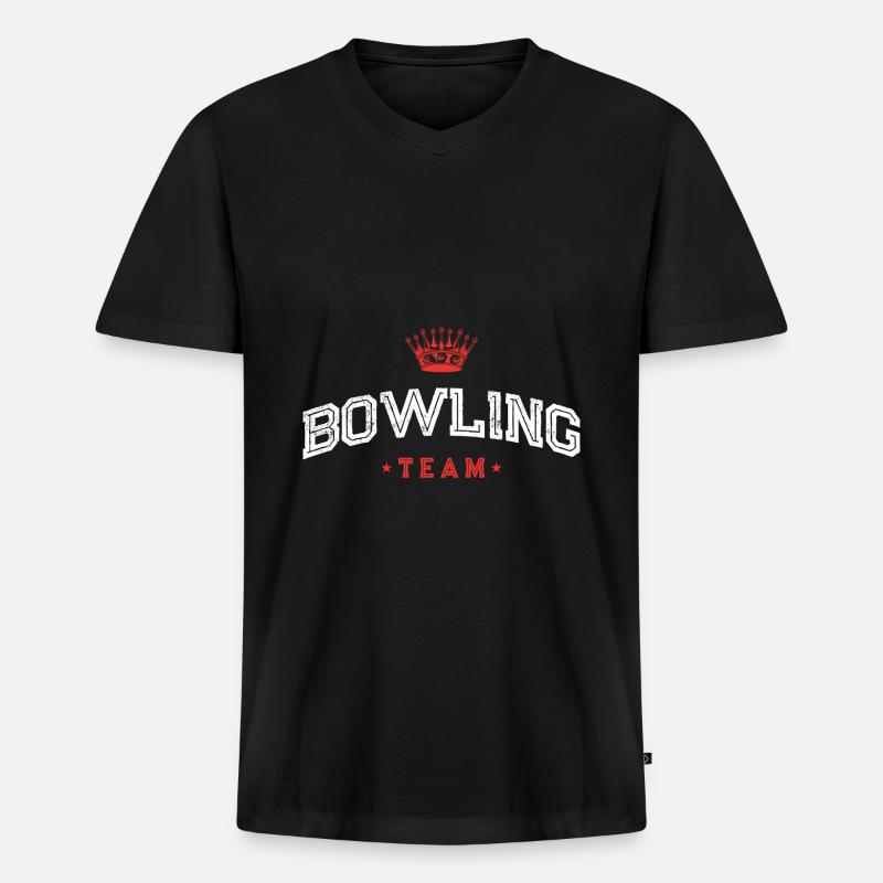 Bowling Team - Männer Premium Bio T-Shirt mit V-Ausschnitt - Schwarz