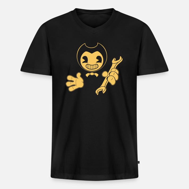 Bendy Repairman - Männer Premium Bio T-Shirt mit V-Ausschnitt - Schwarz