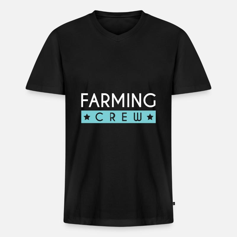 Farming Crew - Männer Premium Bio T-Shirt mit V-Ausschnitt - Schwarz