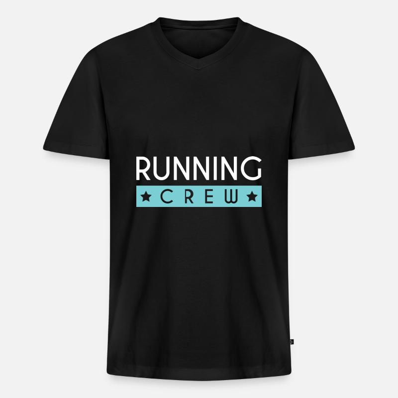 Running Crew - Männer Premium Bio T-Shirt mit V-Ausschnitt - Schwarz