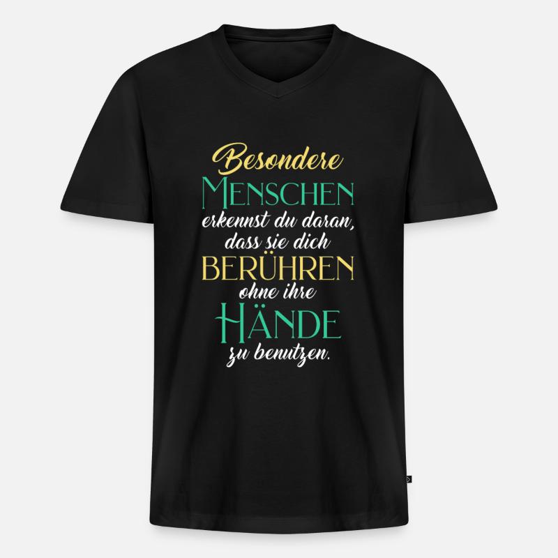 Besondere Menschen - Männer Premium Bio T-Shirt mit V-Ausschnitt - Schwarz