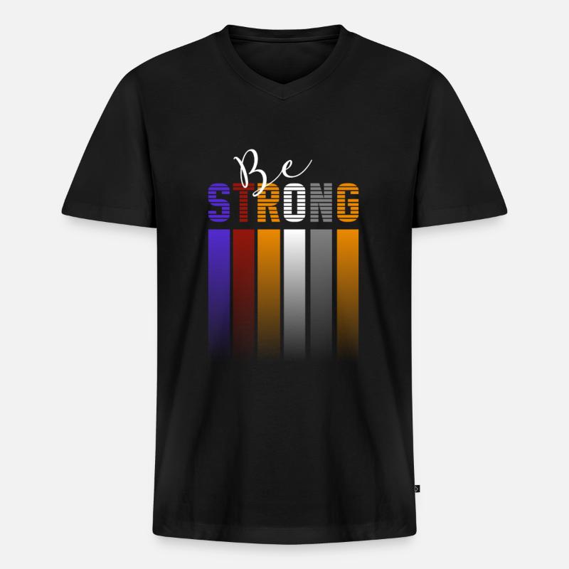Be strong - Männer Premium Bio T-Shirt mit V-Ausschnitt - Schwarz