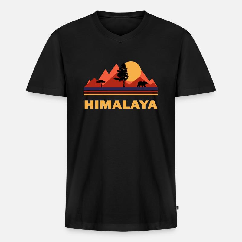 himalaya - Männer Premium Bio T-Shirt mit V-Ausschnitt - Schwarz
