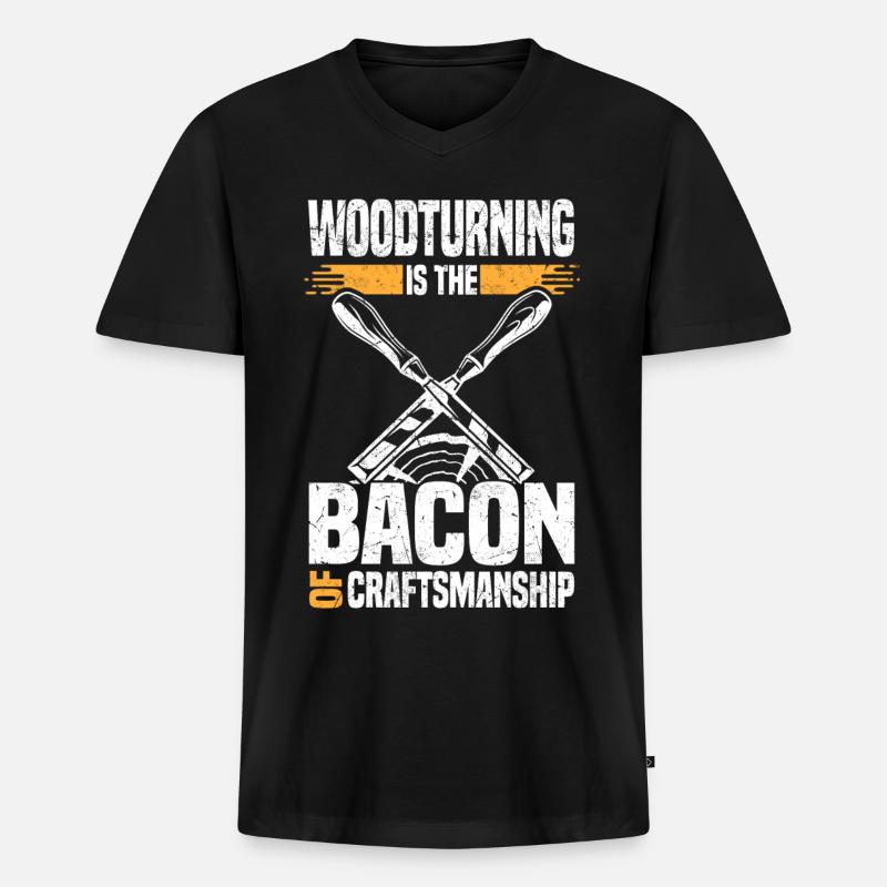 Holzkunst - Männer Premium Bio T-Shirt mit V-Ausschnitt - Schwarz