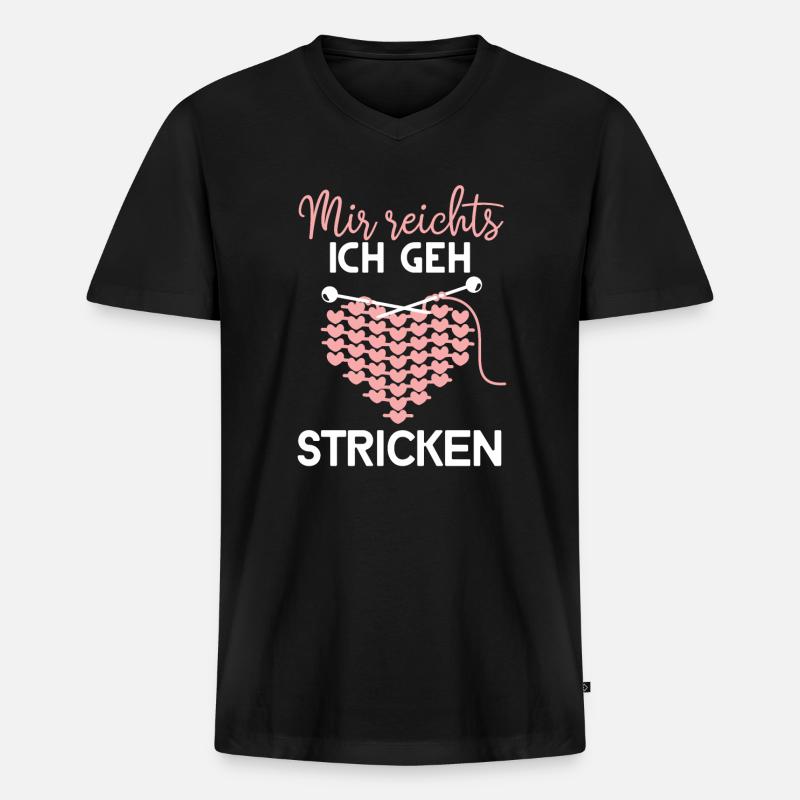 Strickerin Stricken Strickerinnen Geschenk - Männer Premium Bio T-Shirt mit V-Ausschnitt - Schwarz