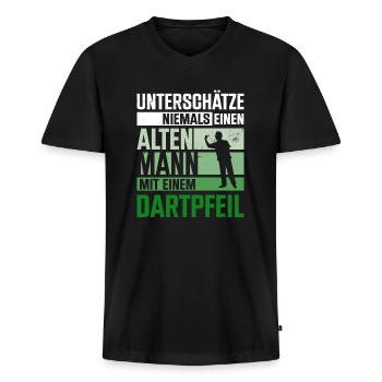 Dartspieler Dartpfeil Dartscheibe Dart Geschenk - Männer Premium Bio T-Shirt mit V-Ausschnitt - Schwarz - Vorne - Nico (187cm)