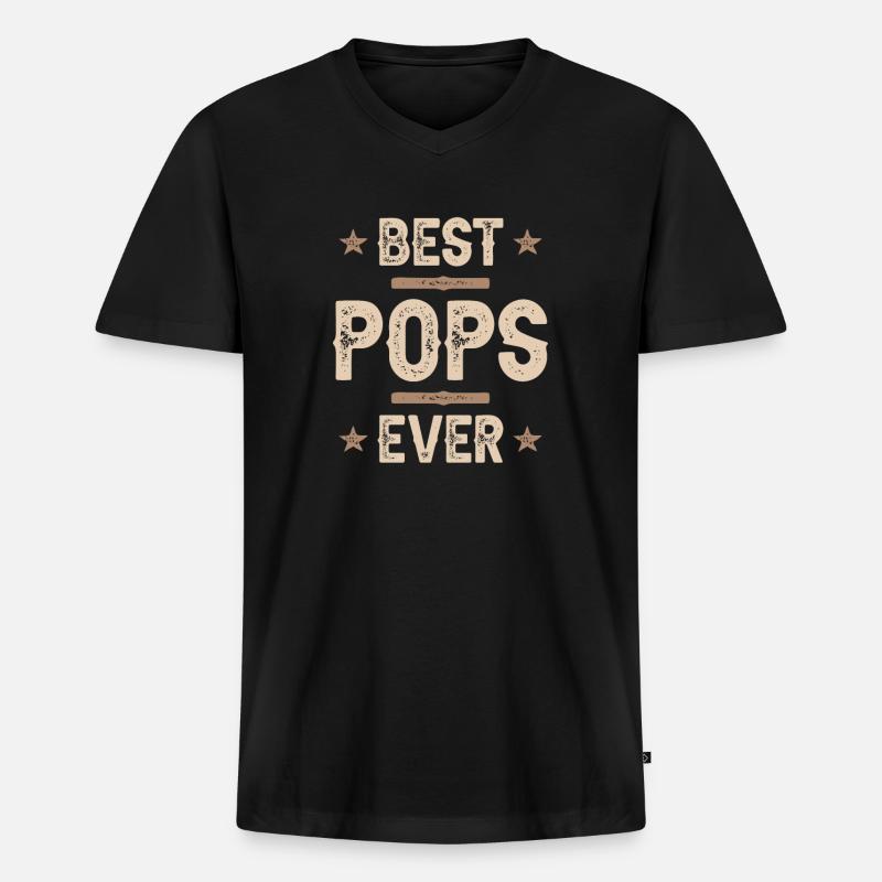 Beste Pops aller Zeiten - Männer Premium Bio T-Shirt mit V-Ausschnitt - Schwarz