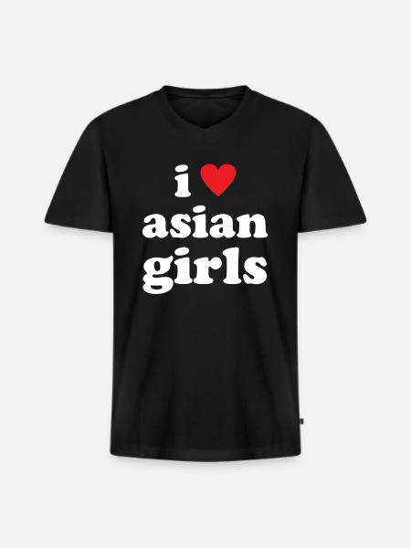 I Love Asian Girls - Men's Premium Organic T-shirt with V-neck - black