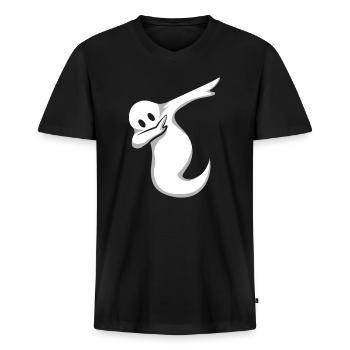 Ghost Halloween Dab Geist Party Geschenkidee Shirt - Männer Premium Bio T-Shirt mit V-Ausschnitt - Schwarz - Vorne - Nico (187cm)