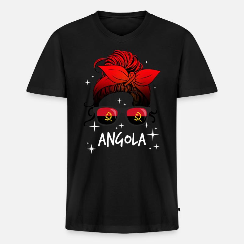 Angola - Männer Premium Bio T-Shirt mit V-Ausschnitt - Schwarz