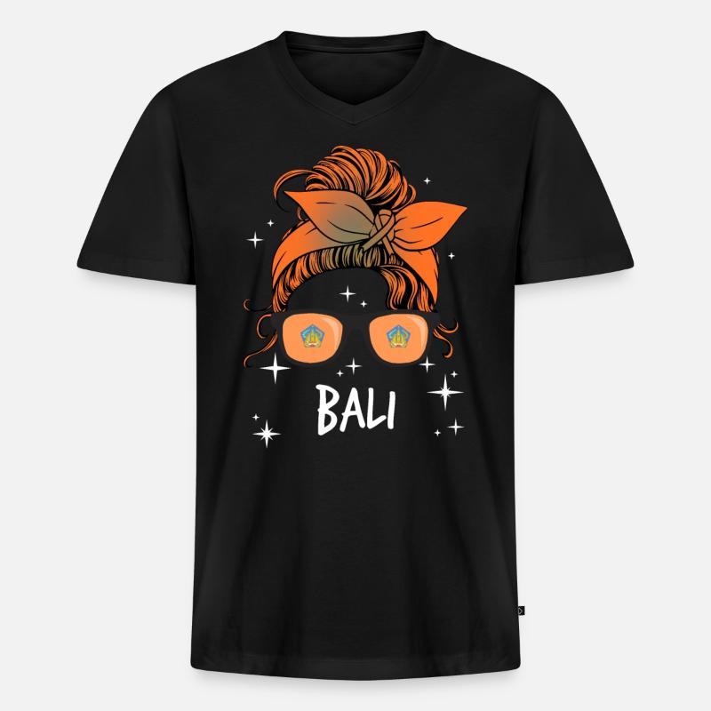 Bali - Männer Premium Bio T-Shirt mit V-Ausschnitt - Schwarz