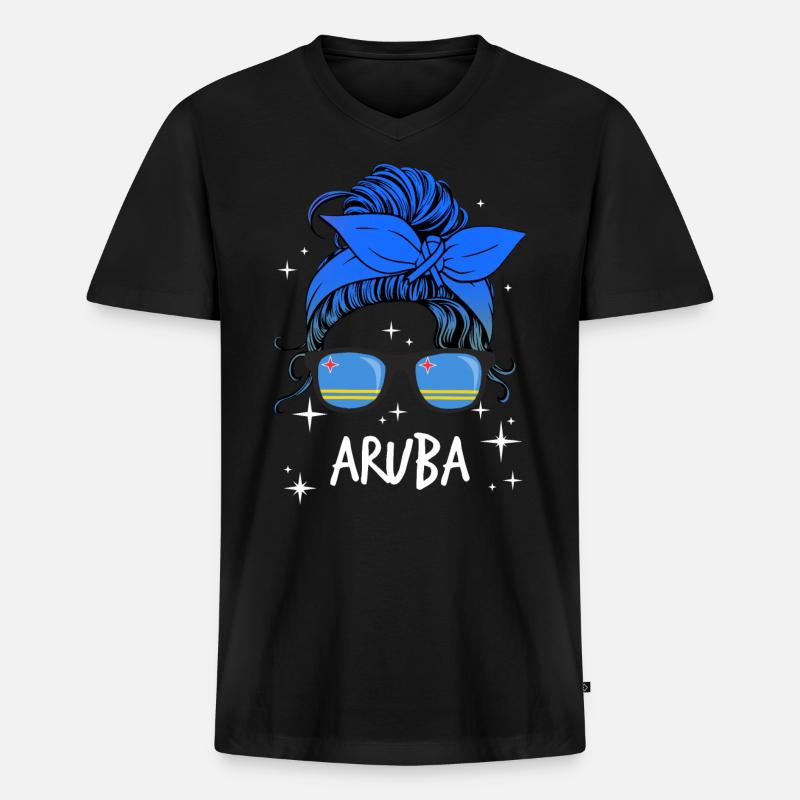 Aruba - Männer Premium Bio T-Shirt mit V-Ausschnitt - Schwarz