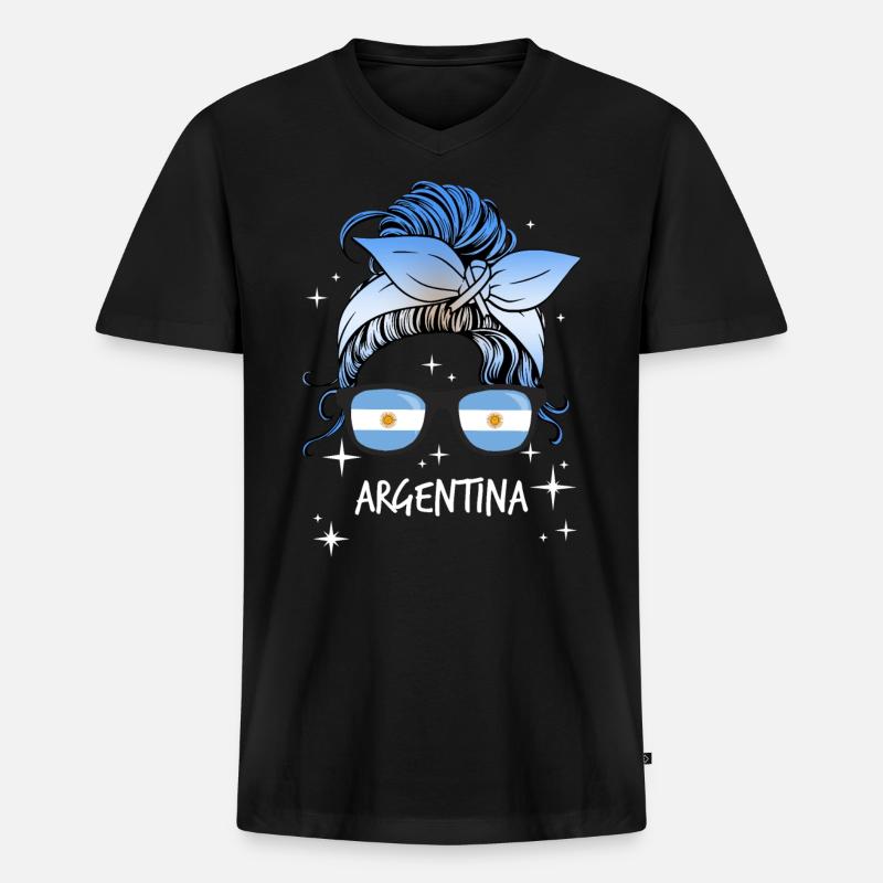 Argentinien - Männer Premium Bio T-Shirt mit V-Ausschnitt - Schwarz