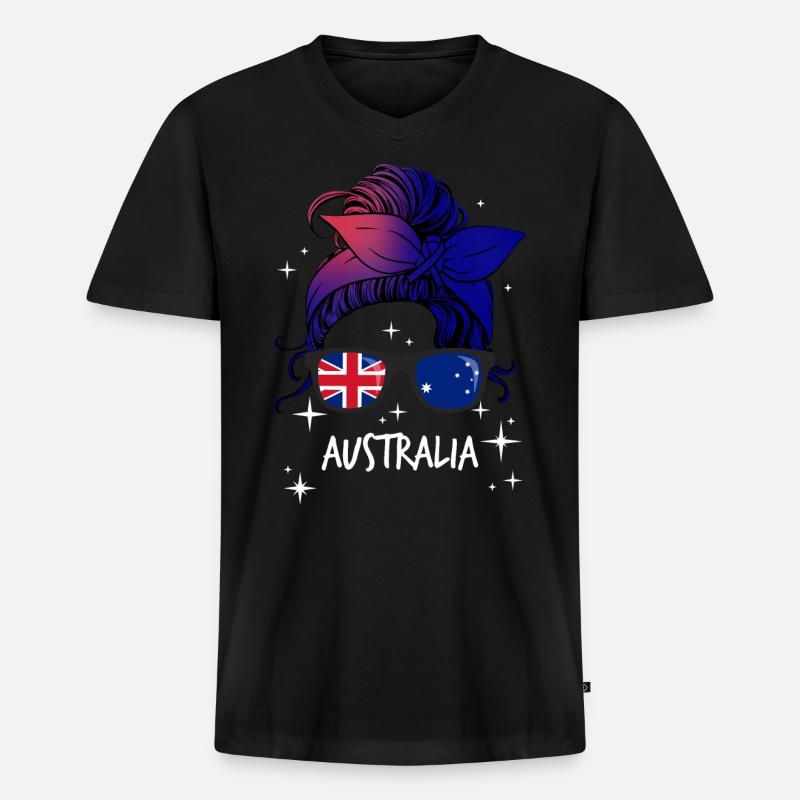 Australien - Männer Premium Bio T-Shirt mit V-Ausschnitt - Schwarz