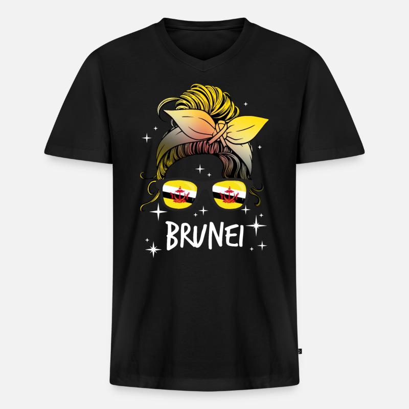 Brunei - Männer Premium Bio T-Shirt mit V-Ausschnitt - Schwarz
