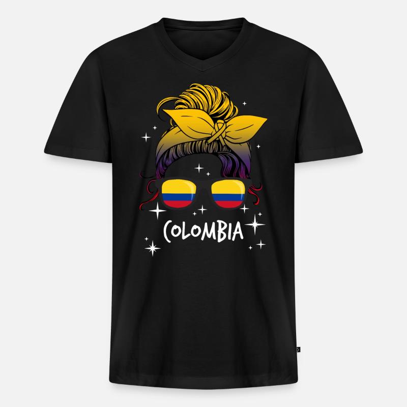 Kolumbien - Männer Premium Bio T-Shirt mit V-Ausschnitt - Schwarz
