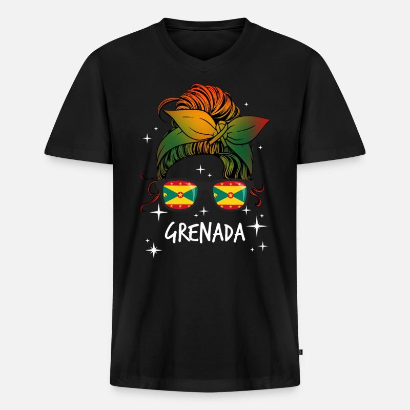 Grenada - Männer Premium Bio T-Shirt mit V-Ausschnitt - Schwarz