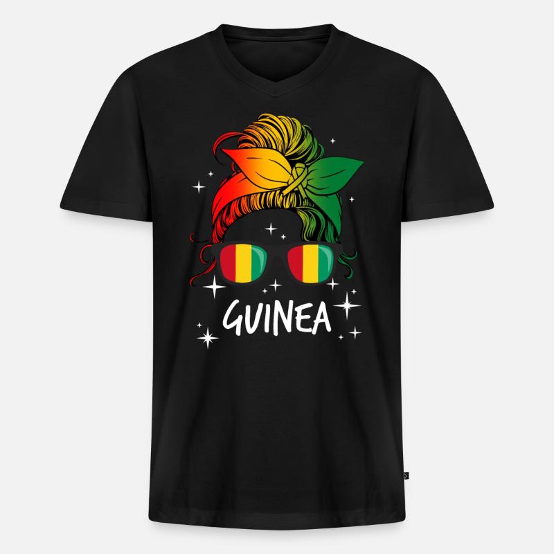 Guinea - Männer Premium Bio T-Shirt mit V-Ausschnitt - Schwarz
