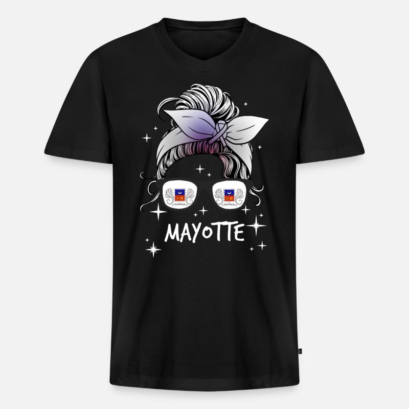 Mayotte - Männer Premium Bio T-Shirt mit V-Ausschnitt - Schwarz