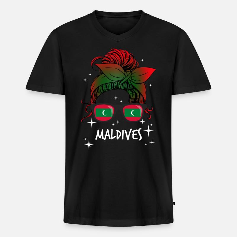 Malediven - Männer Premium Bio T-Shirt mit V-Ausschnitt - Schwarz