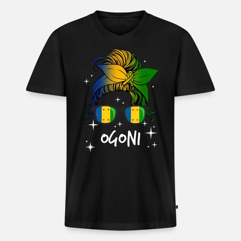 Ogoni - Männer Premium Bio T-Shirt mit V-Ausschnitt - Schwarz