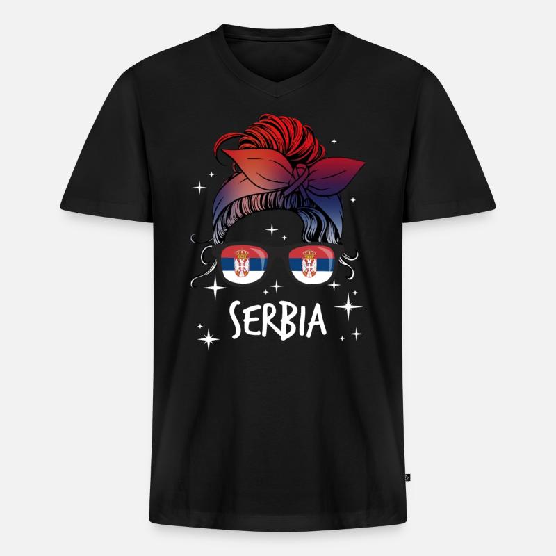 Serbien - Männer Premium Bio T-Shirt mit V-Ausschnitt - Schwarz