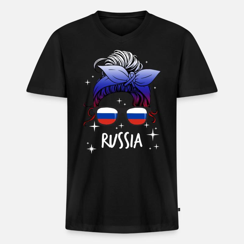 Russland - Männer Premium Bio T-Shirt mit V-Ausschnitt - Schwarz