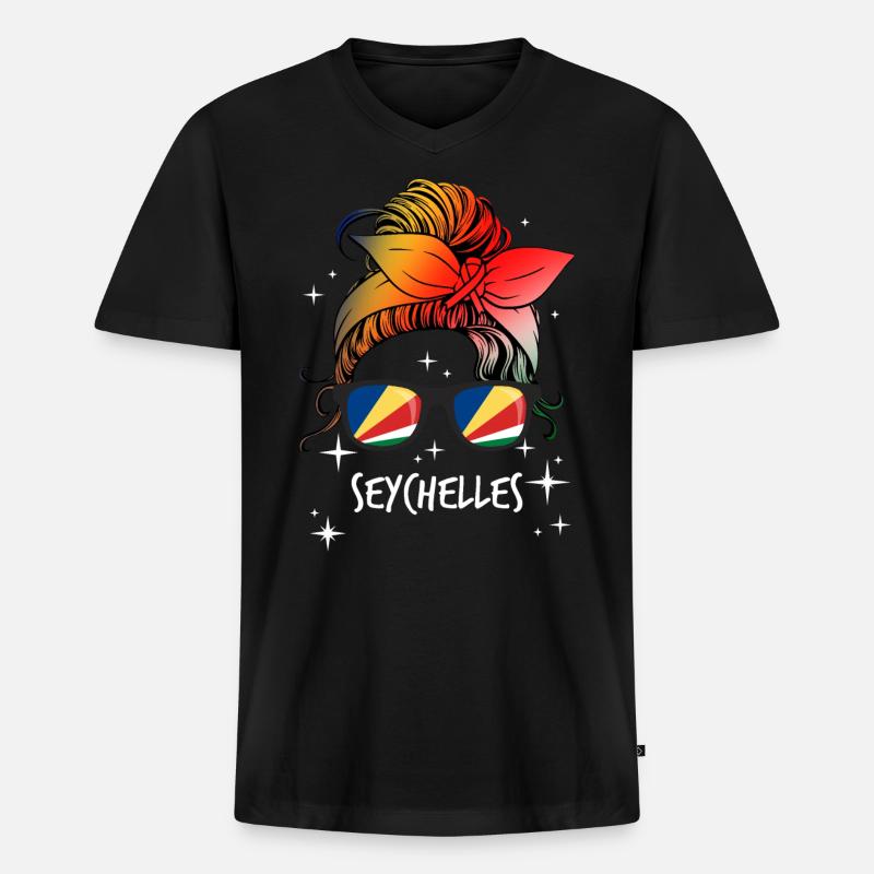 Seychellen - Männer Premium Bio T-Shirt mit V-Ausschnitt - Schwarz