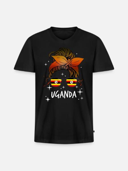Uganda - Men's Premium Organic T-shirt with V-neck - black