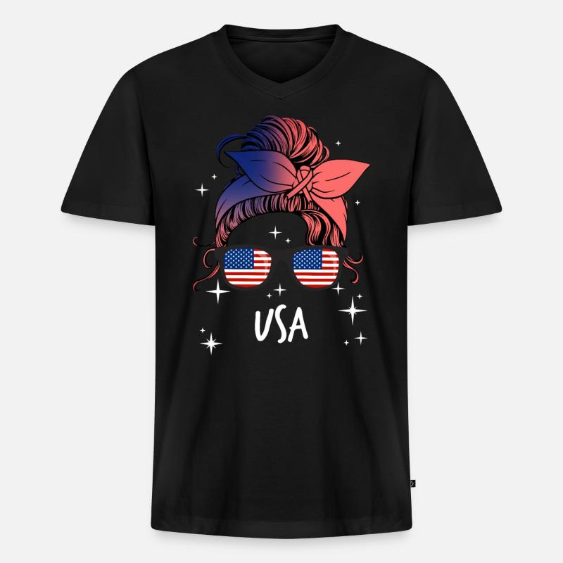 USA - Männer Premium Bio T-Shirt mit V-Ausschnitt - Schwarz