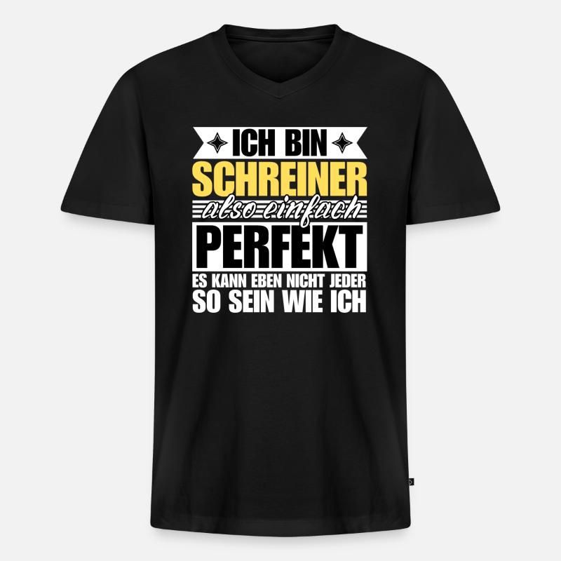 Perfekter Schreiner - Männer Premium Bio T-Shirt mit V-Ausschnitt - Schwarz