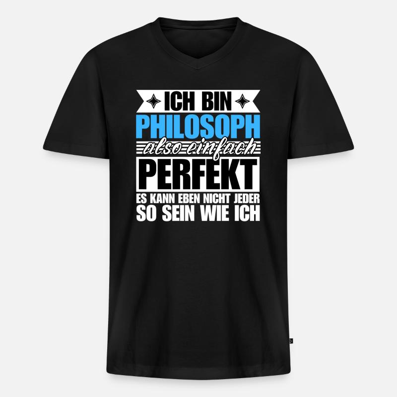 Perfekter Philosoph - Männer Premium Bio T-Shirt mit V-Ausschnitt - Schwarz