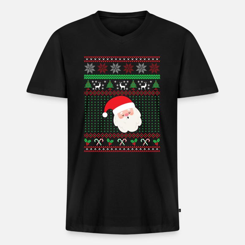 Weihnachtsmann, Weihnachtsgeschenk - Männer Premium Bio T-Shirt mit V-Ausschnitt - Schwarz