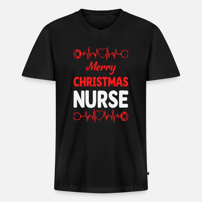 Nurse Christmas - Männer Premium Bio T-Shirt mit V-Ausschnitt - Schwarz