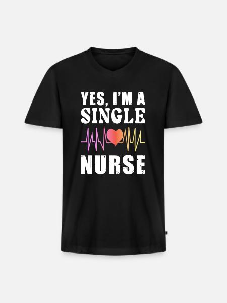 Single Nurse Outfit - Men's Premium Organic T-shirt with V-neck - black