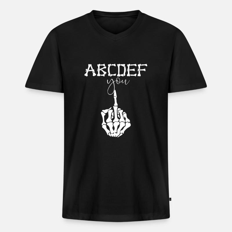 ABCDEF Mittelfinger Outfit - Männer Premium Bio T-Shirt mit V-Ausschnitt - Schwarz