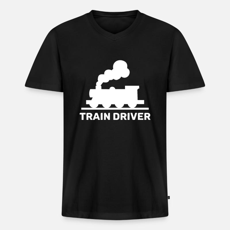 Zugführer - Männer Premium Bio T-Shirt mit V-Ausschnitt - Schwarz