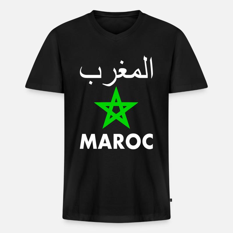 Marokko - Männer Premium Bio T-Shirt mit V-Ausschnitt - Schwarz
