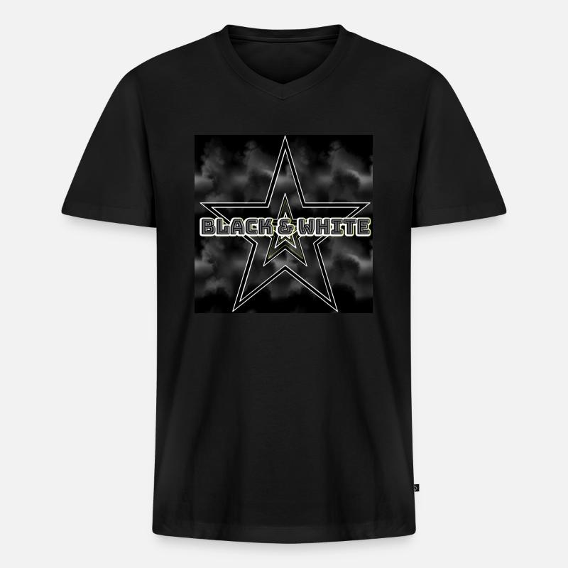 Black & White - Abbild - 2023 - Männer Premium Bio T-Shirt mit V-Ausschnitt - Schwarz