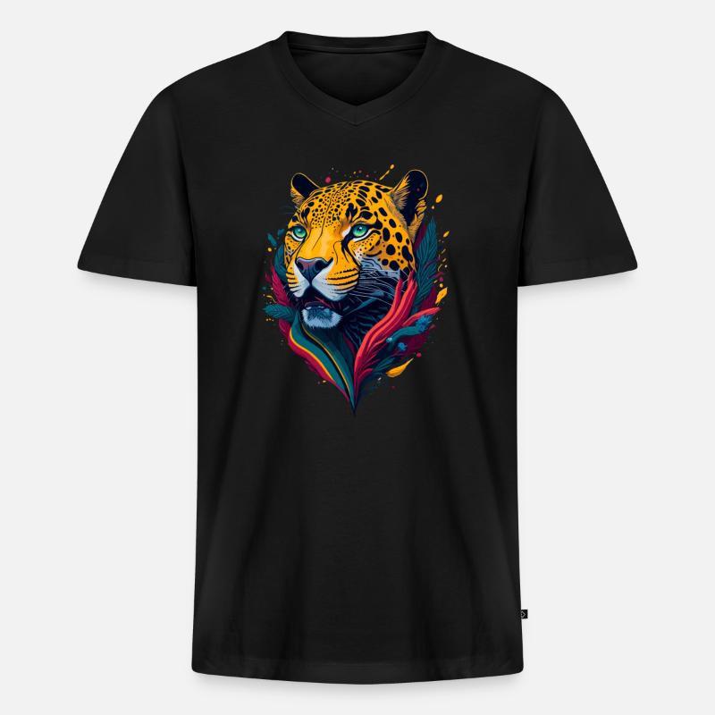 Schöner abstrakter Jaguar - Männer Premium Bio T-Shirt mit V-Ausschnitt - Schwarz