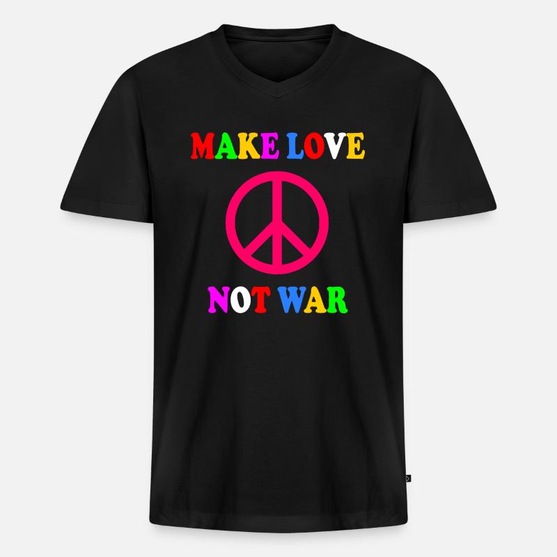 Make love not war - Männer Premium Bio T-Shirt mit V-Ausschnitt - Schwarz