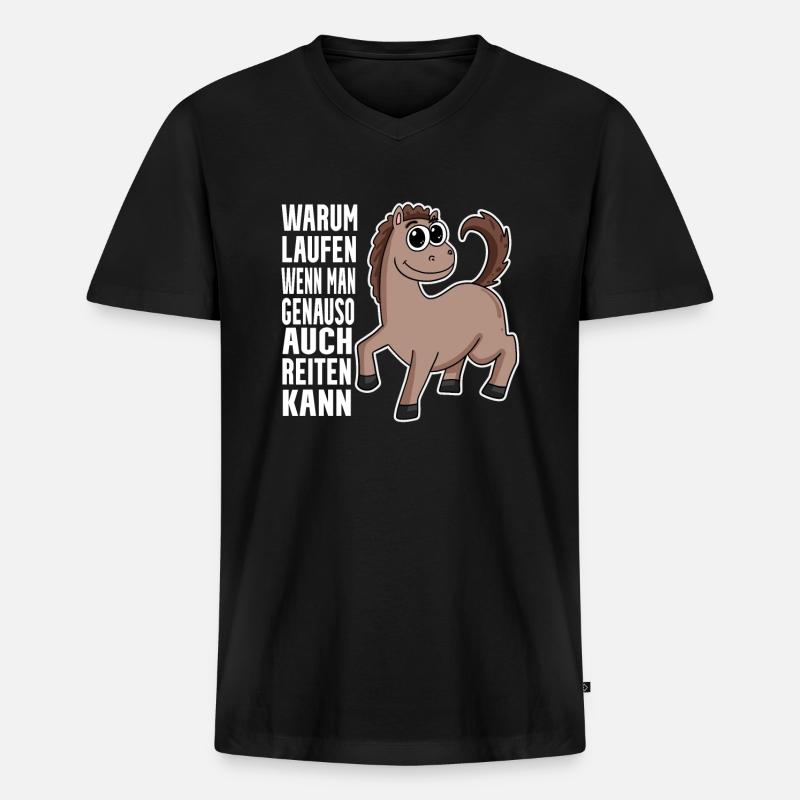 Pferd Pferde Hauspferd - Männer Premium Bio T-Shirt mit V-Ausschnitt - Schwarz