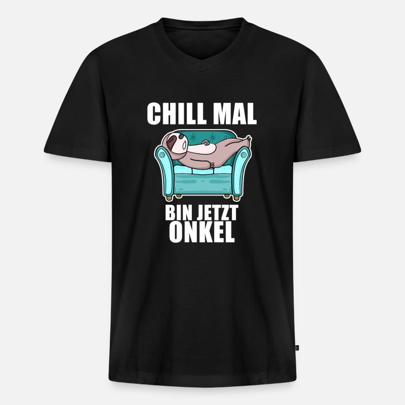 Neffe Onkel Geschenk - Männer Premium Bio T-Shirt mit V-Ausschnitt - Schwarz