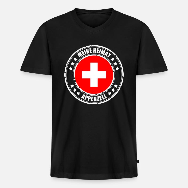 MEINE HEIMAT APPENZELL - Männer Premium Bio T-Shirt mit V-Ausschnitt - Schwarz